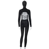 Women Summer Sexy Backless Hollow Long Sleeve Jumpsuit