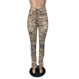 Women Casual printed pleated trousers