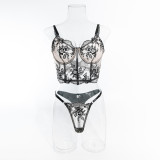 Women sexy lace embroidery Sexy Lingerie two-piece set