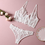 Women Solid lace Sexy Lingerie Set