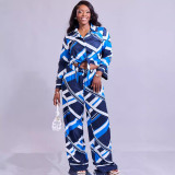 Women Casual Printed Top and Wide Leg Pants Two-piece Set