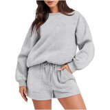 Women Solid Top and Shorts two-piece set