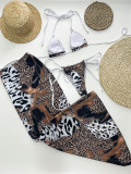 Women sexy bikini leopard print SwimwearThree-Piece