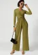 Women sexy v-neck pleated split yoga jumpsuits