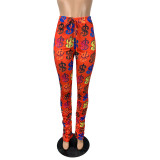 Women Casual printed pleated trousers