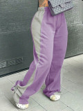 Women color-blocked straight wide-leg sweatpants