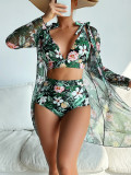 Women sexy printed bikini Swimwear Three-piece