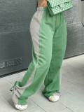 Women color-blocked straight wide-leg sweatpants