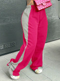 Women color-blocked straight wide-leg sweatpants