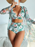 Women sexy printed bikini Swimwear Three-piece