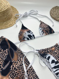 Women sexy bikini leopard print SwimwearThree-Piece