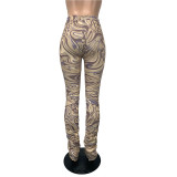 Women Casual printed pleated trousers