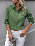 Women Casual Solid color-blocked long-sleeved Turndown Collar shirt