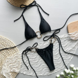 Women sexy bikini Solid lace SwimwearTwo Pieces