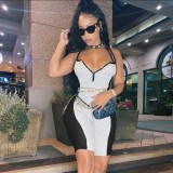 Women Sexy Sleeveless Contrast Ribbed Jumpsuit