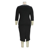 Spring Summer Women's Chic Elegant Fashion Career Plus Size Slim Dress