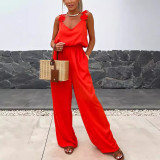 Spring Summer Style Strap Sleeveless Casual Loose Women Jumpsuit