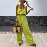 Spring Summer Style Strap Sleeveless Casual Loose Women Jumpsuit