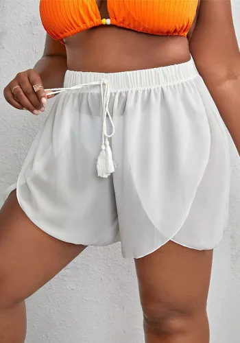 Fashion Plus Size Beach High Waist Square Leg Mesh Shorts High Waist Sun Protection Swimming Trunks For Women
