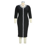 Spring Summer Women's Chic Elegant Fashion Career Plus Size Slim Dress