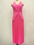 Summer Solid Color Chic Women's Vest Pleated Skirt Elegant Two-Piece Suit