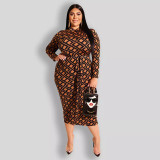 Printed Tight Fitting Women's Bodycon Plus Size Dress