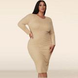 Plus Size Women Fall Beaded Slit Dress