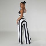 Women's summer striped strap fashion Casual two piece pants set