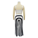 Women's summer striped strap fashion Casual two piece pants set