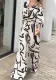 Women Casual Print Turndown Collar Jumpsuit