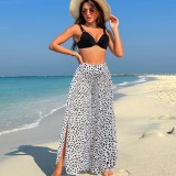 Sexy Women Printed Bikini Slit High Waist Trousers Three-Piece Swimwear