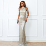 Sexy Formal Party Evening Dress Women Chic Sequin Fishtail Long Slim Gown