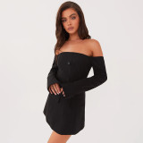 Summer Fashion Chic Slim Fit Off Shoulder Long Sleeve Bodycon Dress