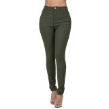 Solid Color High Waist Slim Tight Denim Pants For Women