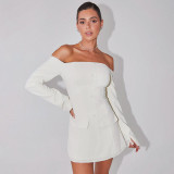 Summer Fashion Chic Slim Fit Off Shoulder Long Sleeve Bodycon Dress