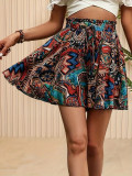 Women's Spring Summer Wear Print Slim Waist Casual Loose Shorts