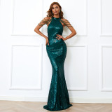 Sexy Formal Party Evening Dress Women Chic Sequin Fishtail Long Slim Gown