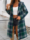 Autumn Winter Women's Casual Loose Contrast Color Buttoned Hooded Coat