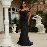 Off Shoulder Chic Slim Long Solid Color Formal Party Bridesmaid Dress Evening Gown