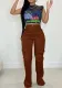 Spring Fall Women Fashion High Waist Multi-Pocket Patchwork Long Cargo Trousers