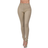 Solid Color High Waist Slim Tight Denim Pants For Women