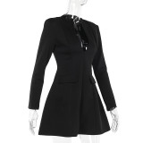 Autumn Chic Sexy V-Neck Long Sleeve Slim Fit A-Line Mini Dress