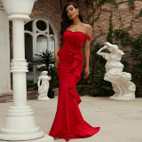 Off Shoulder Chic Slim Long Solid Color Formal Party Bridesmaid Dress Evening Gown