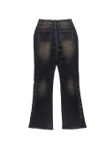 Street Fashion Lace-Up Zipper Slim High Waist Denim Pants For Women
