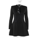 Autumn Chic Sexy V-Neck Long Sleeve Slim Fit A-Line Mini Dress