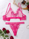 See-Through Bra Panties Set Floral Embroidery Mesh Sexy Two-Piece Lingerie Set