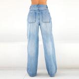 High Waist Loose Wide Leg Women's Denim Pants