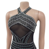 Women Sexy Mesh Halter Neck Dress