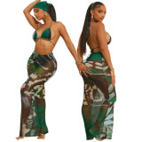 Women Printed Sexy Bra And Skirt Two-piece Set