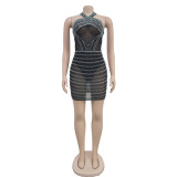 Women Sexy Mesh Halter Neck Dress